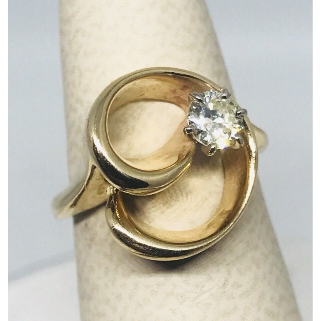 Signed Treasure 36 Ct Round Diamond 14k Yellow Gold Ring